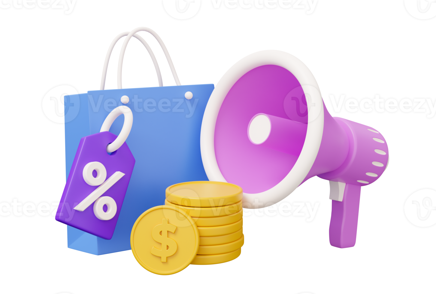 shopping sale megaphone 3d png