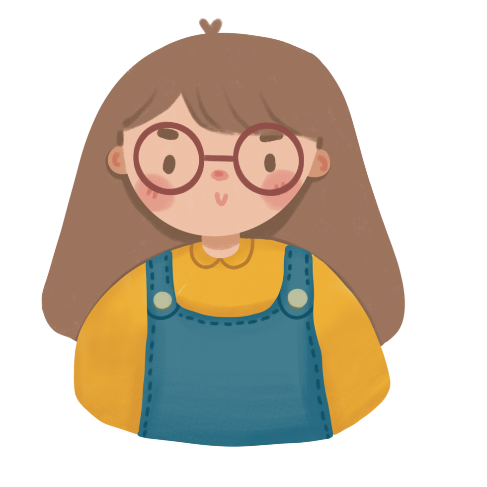 portrait of cute girl wear glasses png