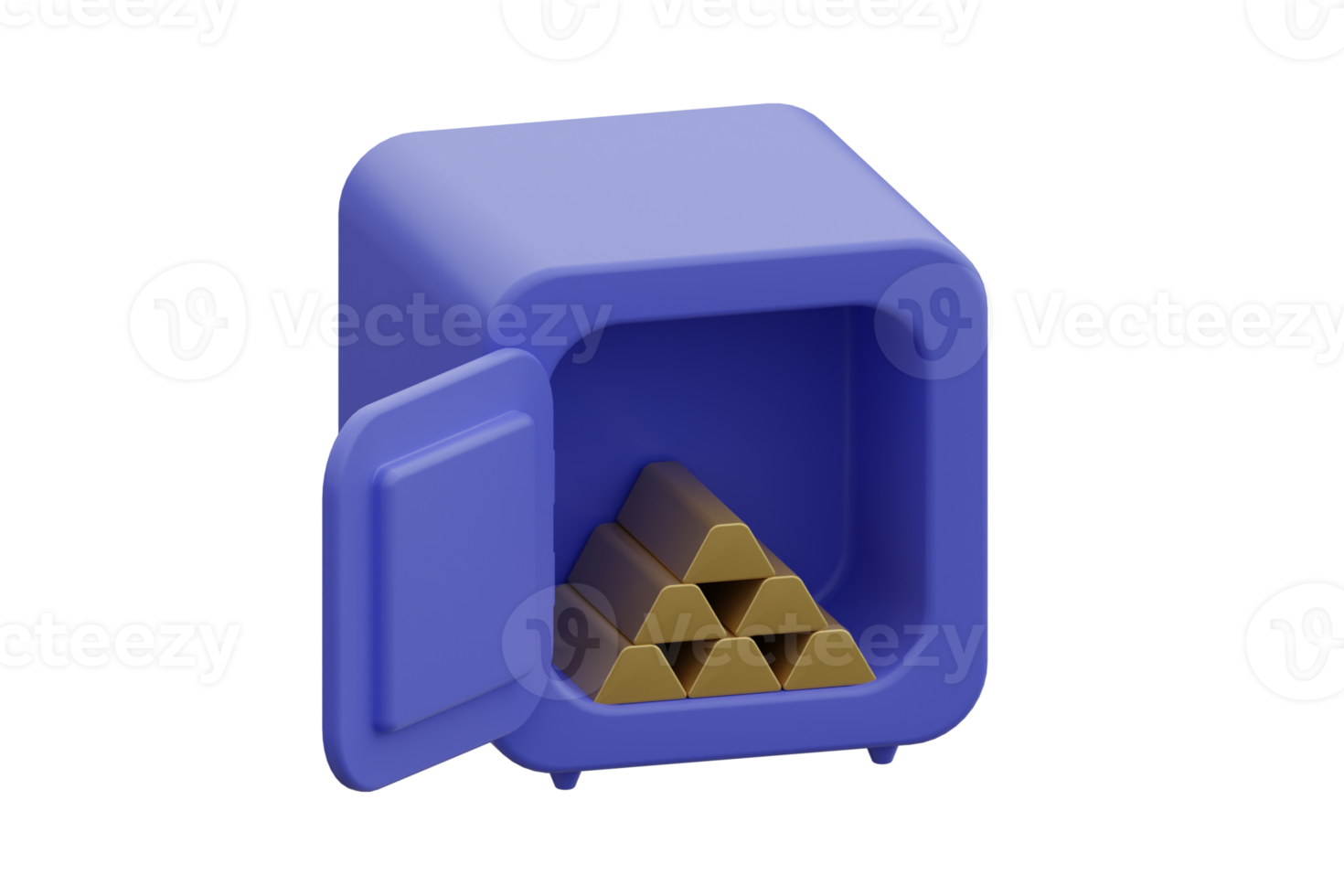 3D render safe box for gold bar. Bank security business concept. png