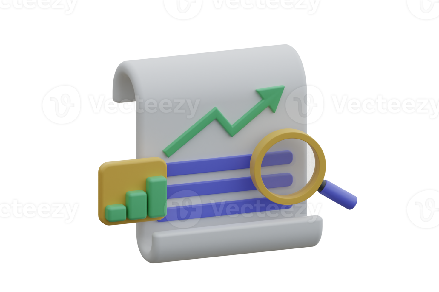 3d illustration concept of Data analytics report describes an uptrend on market. png