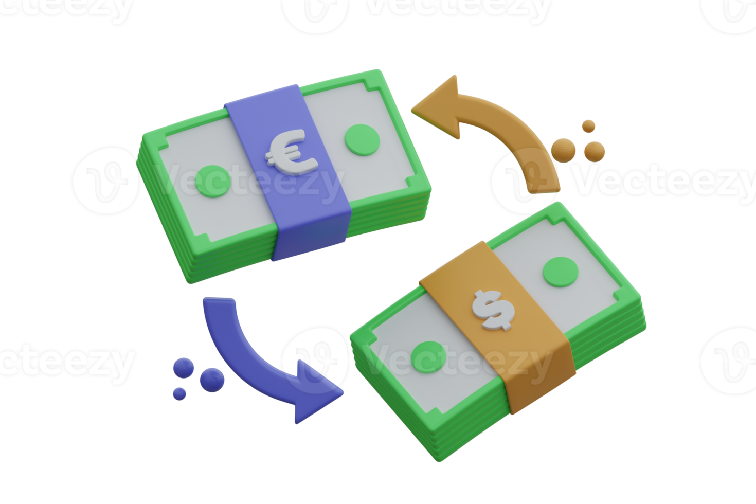 3d illustrazione i soldi trasferimento processi o scambio Vota con diverso tipi di finanza. png