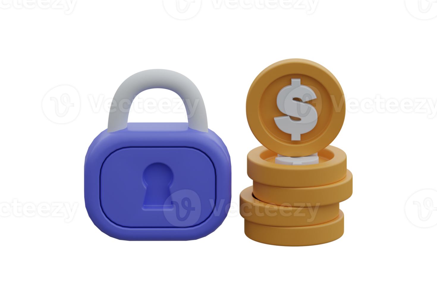 3D illustration of payment security, bank deposit, or transaction security system. png
