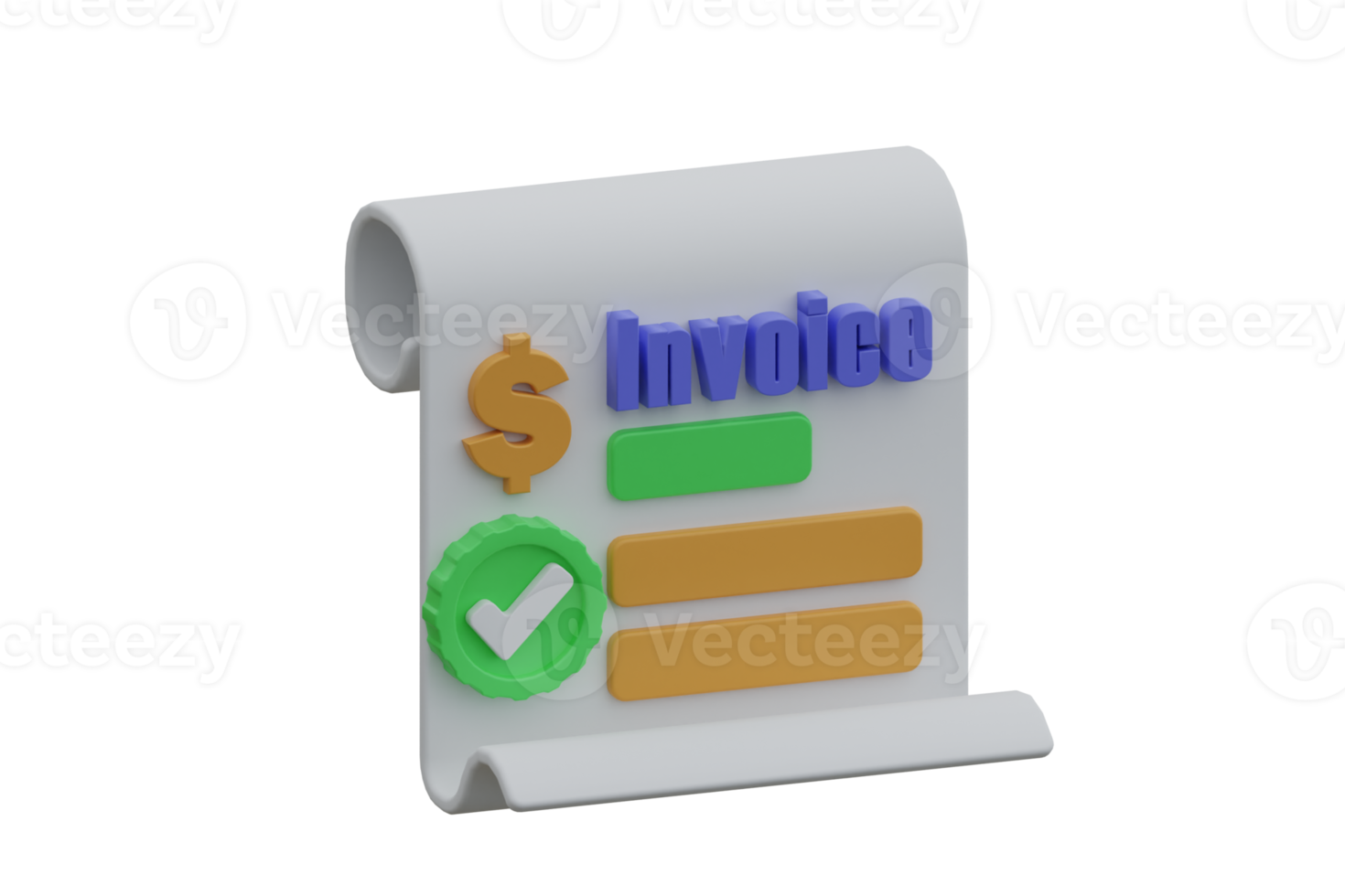 3D render of validation of financial business invoice transactions. png