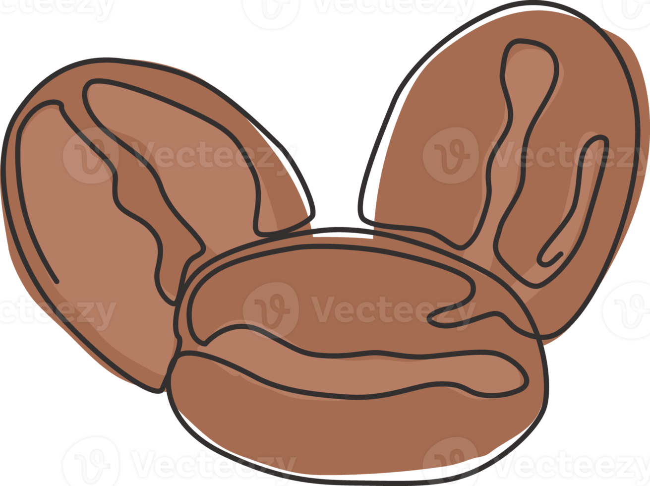 One continuous line drawing whole healthy organic coffee bean for restaurant logo identity. Fresh aromatic seed concept for coffee shop icon. Modern single line draw design graphic vector illustration png