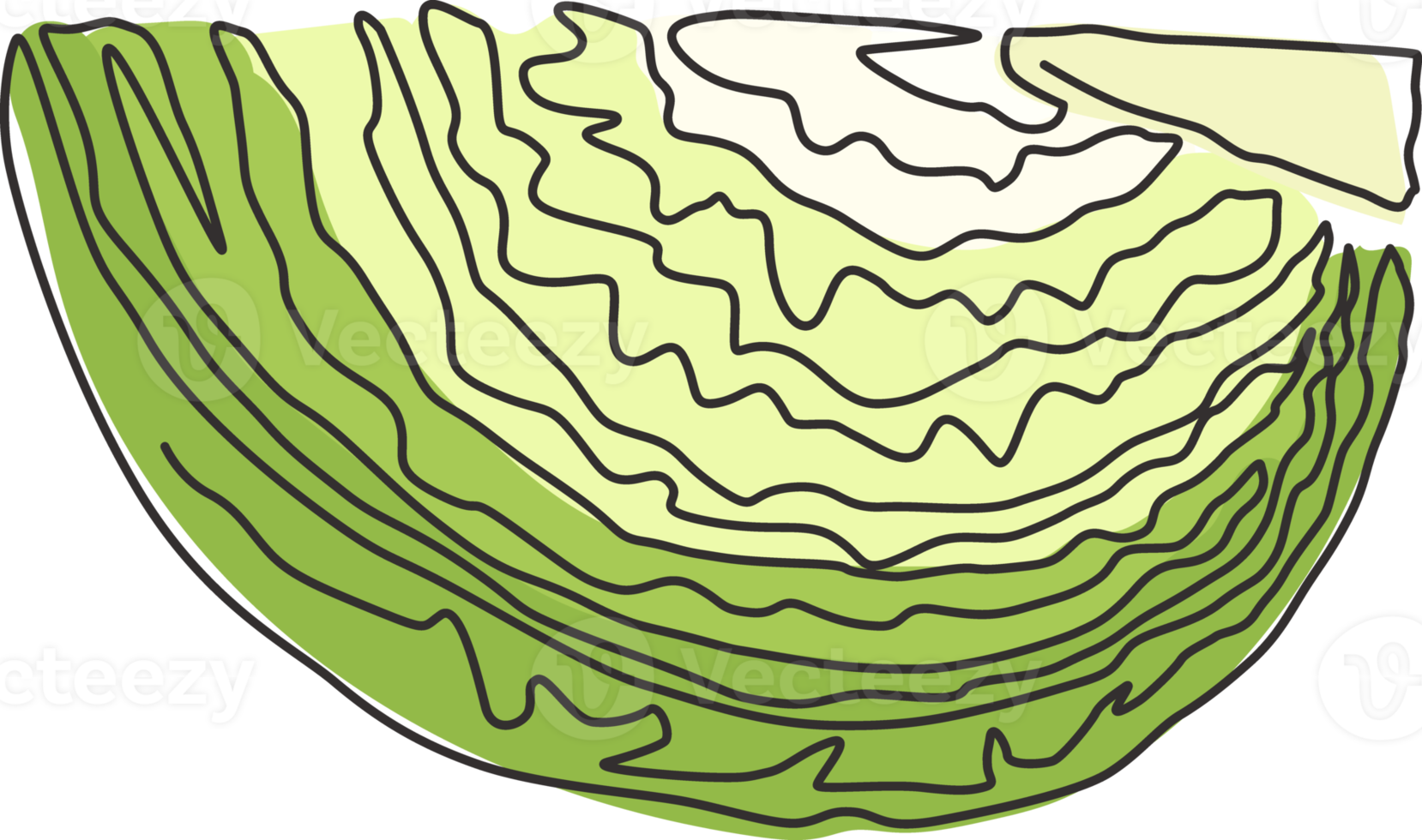 un singolo disegno a tratteggio tagliato a fette di cavolo cappuccio biologico sano per l'identità del logo della fattoria. icona vegetale di concetto di pianta biennale fresca. illustrazione vettoriale grafica di disegno di disegno di linea continua moderna png