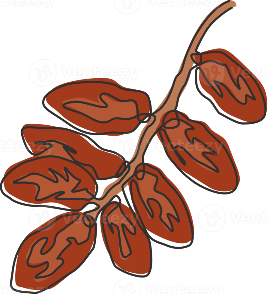 singolo disegno a linea continua impilare date di frutta biologica sana per l'identità del logo del frutteto. concetto di frutto dell'Arabia Saudita per l'icona del giardino di frutta. illustrazione grafica vettoriale moderna di disegno di una linea di disegno png