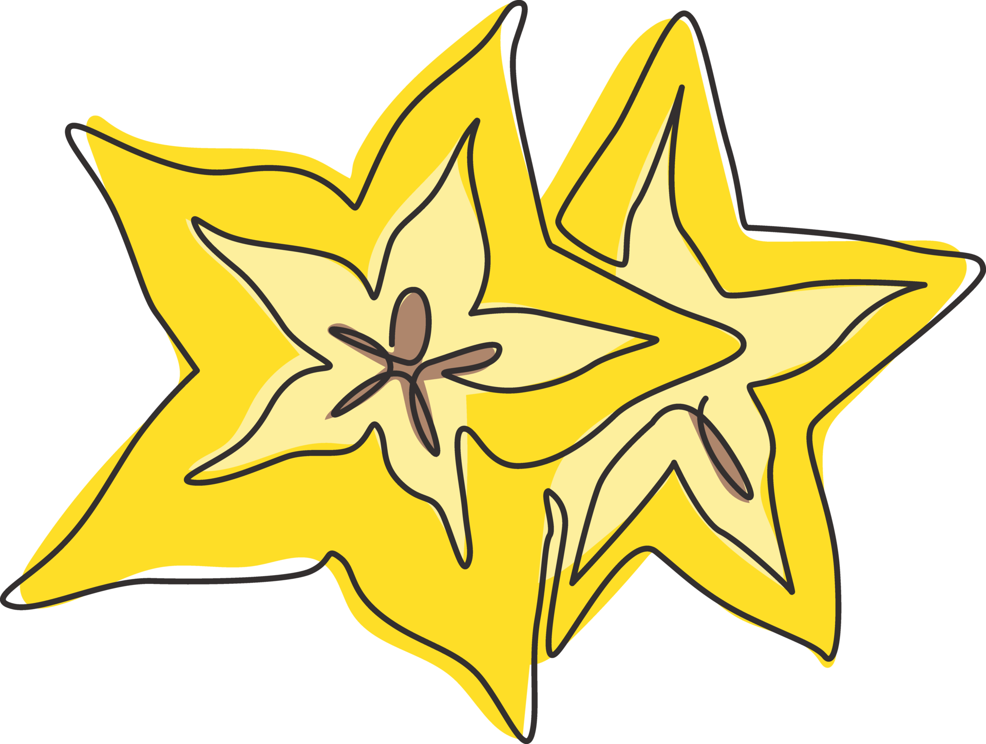Single continuous line drawing of whole healthy organic starfruit for ...