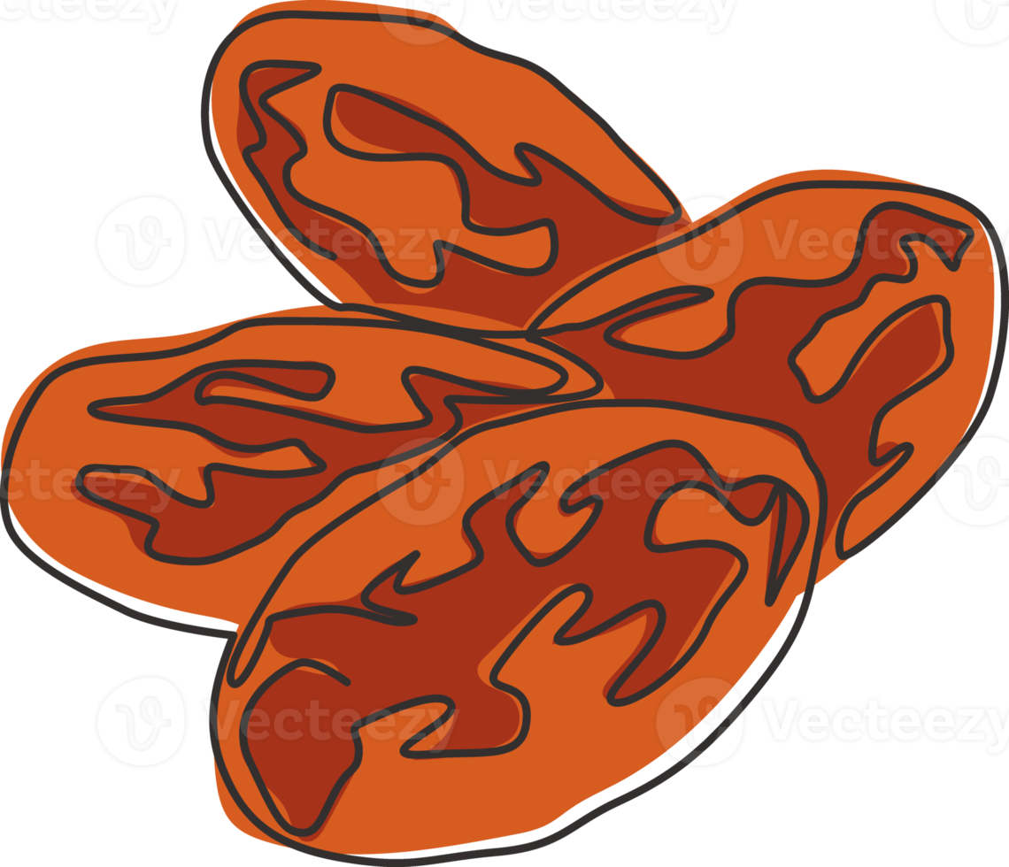 un seul dessin de dattes entières de fruits biologiques sains pour l'identité du logo du verger. concept de fruitage de palmier frais pour l'icône de jardin de fruits. ligne continue moderne dessiner illustration vectorielle de conception png