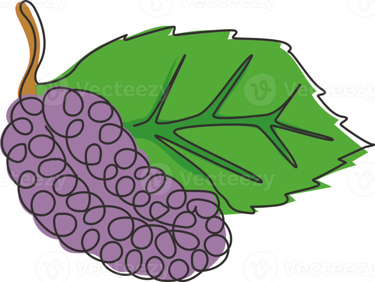 desenho de linha contínua única de amoreira orgânica saudável inteira para identidade do logotipo do pomar. conceito de fruta de baga fresca para ícone de jardim de frutas. ilustração em vetor gráfico moderno desenho de uma linha png