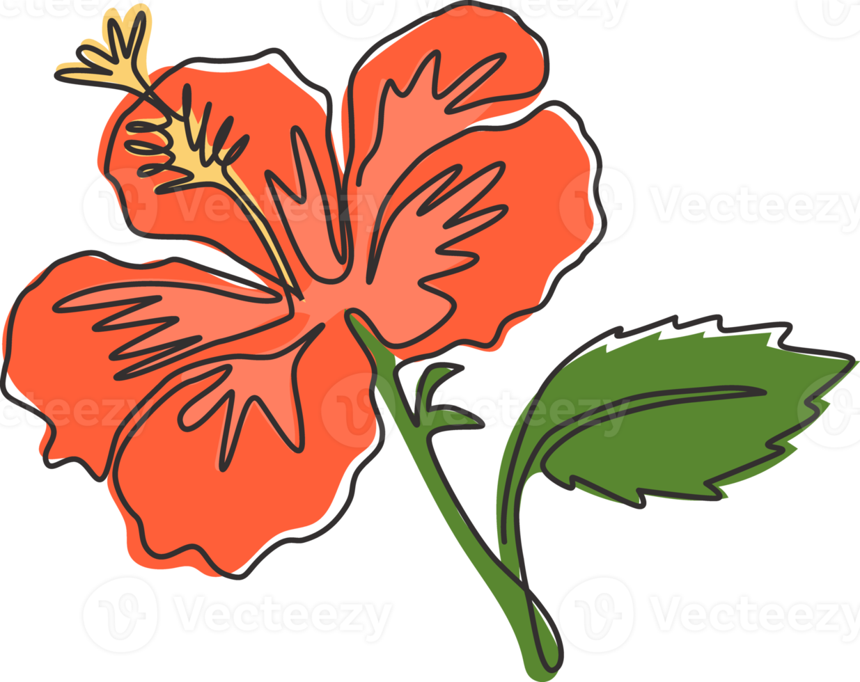 eine einzige strichzeichnung von frischem hibiskus der schönheit für das gartenlogo. dekoratives Rosenmalvenblumenkonzept für das Hauptwanddekorplakat. moderne durchgehende Linie Grafik zeichnen Design-Vektor-Illustration png