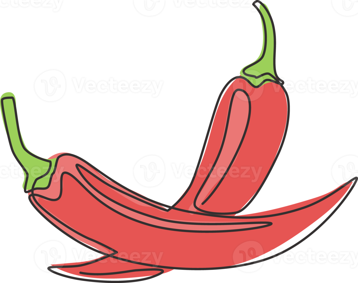 desenho de linha contínua única de pimenta quente orgânica saudável inteira para a identidade do logotipo da fazenda. conceito de pimenta malagueta fresca para ícone vegetal. ilustração em vetor gráfico moderno desenho de uma linha png