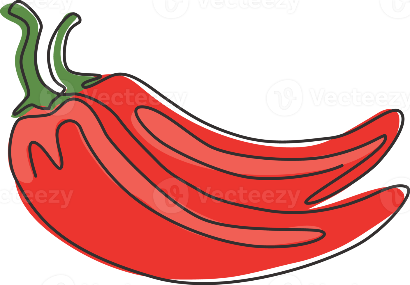 eine durchgehende Strichzeichnung von ganzen gesunden organischen scharfen Chilis für die Identität des Farmlogos. Frisches Chili-Pfeffer-Konzept für Gemüse-Symbol. moderne einzeilig zeichnende Grafikdesign-Vektorillustration png