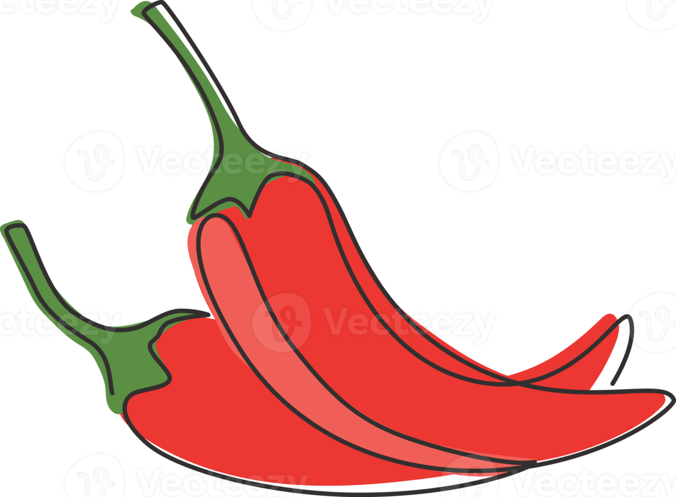 One single line drawing of whole healthy organic hot chili for farm logo identity. Fresh chile pepper concept for vegetable icon. Modern continuous line draw design vector graphic illustration png