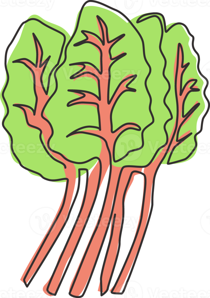 een enkele lijntekening groep stapel gezonde biologische snijbiet voor boerderij logo identiteit. vers bladspinaziebietconcept voor groentepictogram. moderne doorlopende lijn tekenen ontwerp vectorillustratie png