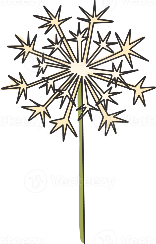 um desenho de linha contínuo de taraxacum fresco de beleza para impressão de pôster de arte de parede de decoração de casa. flor-leão decorativa para impressão para parque verde. ilustração em vetor moderno desenho de linha única png