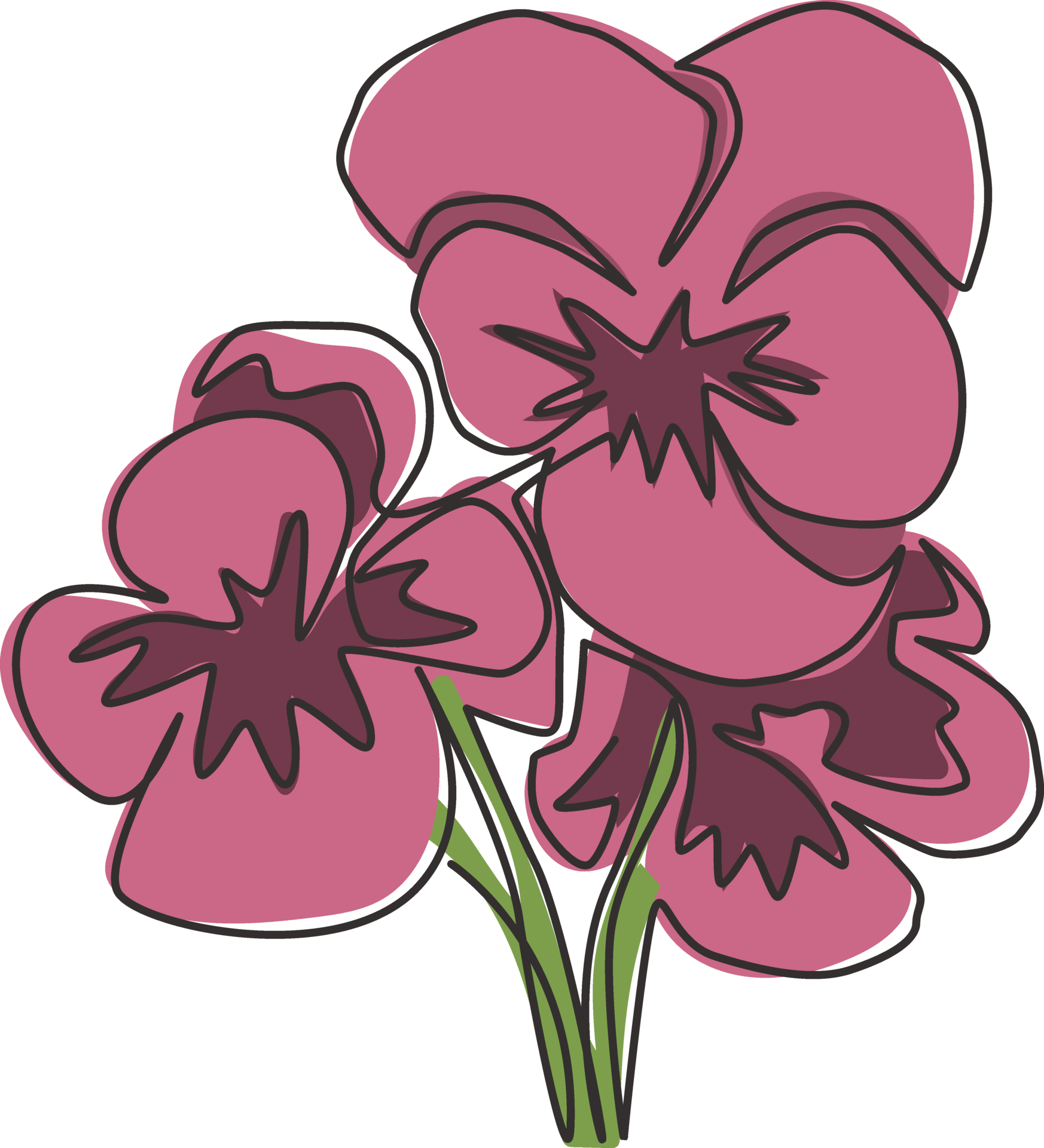 single-continuous-line-drawing-of-beauty-fresh-viola-hybrid-plant-for