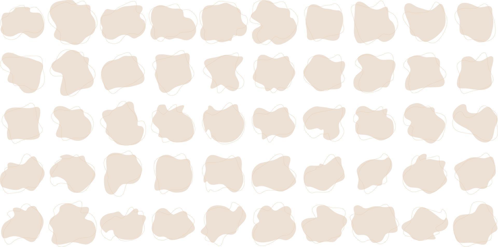 Hand Drawn Organic Shapes Liquid and fluid shape beige color symbol Set 50 vector