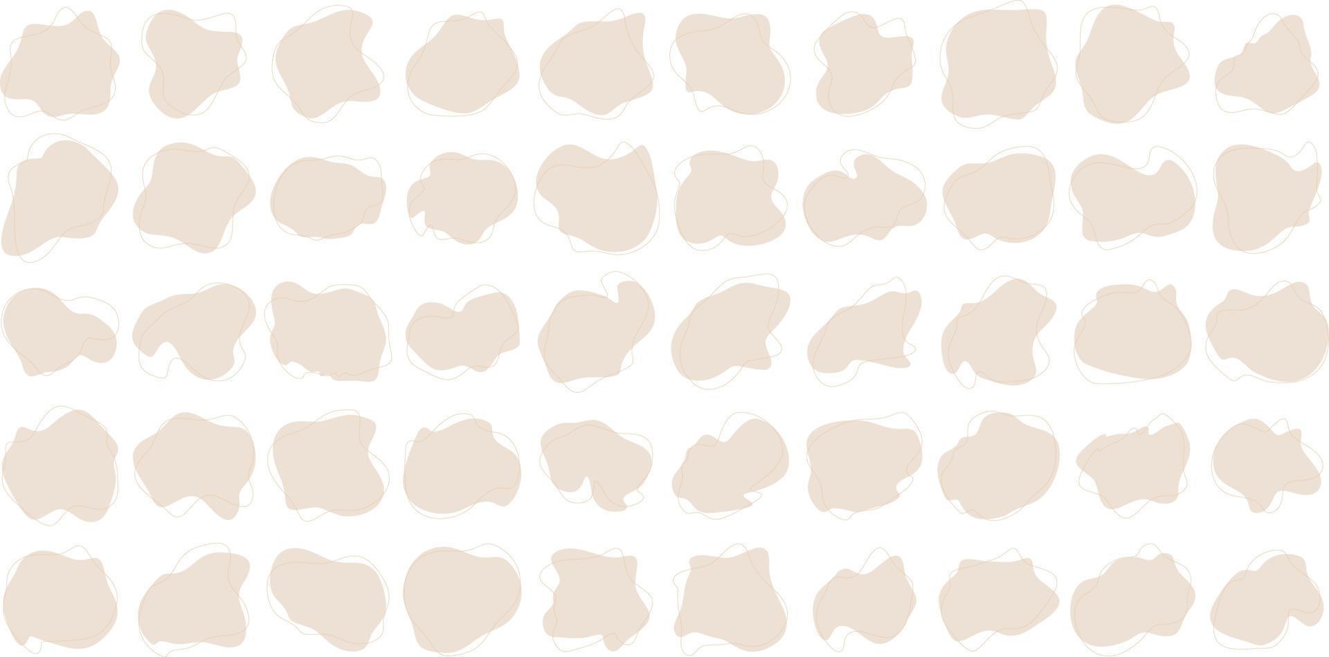 Hand Drawn Organic Shapes Liquid and fluid shape beige color symbol Set 50 vector