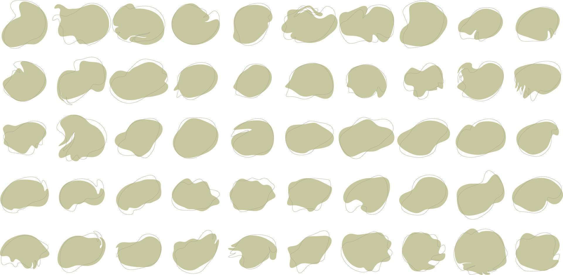 Hand Drawn Organic Shapes Liquid and fluid shape Light Green symbol Set 50 vector