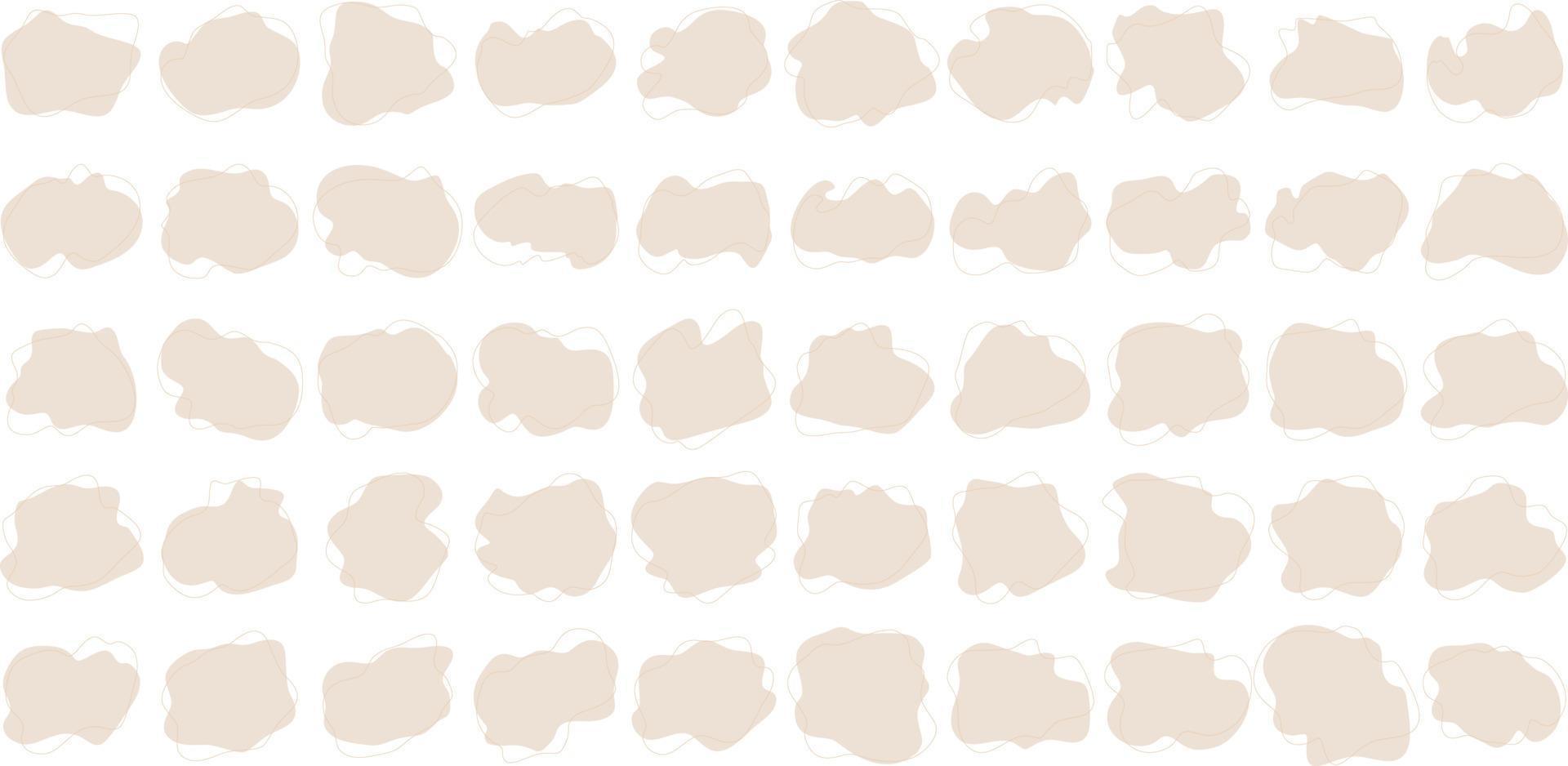 Hand Drawn Organic Shapes Liquid and fluid shape beige color symbol Set 50 vector
