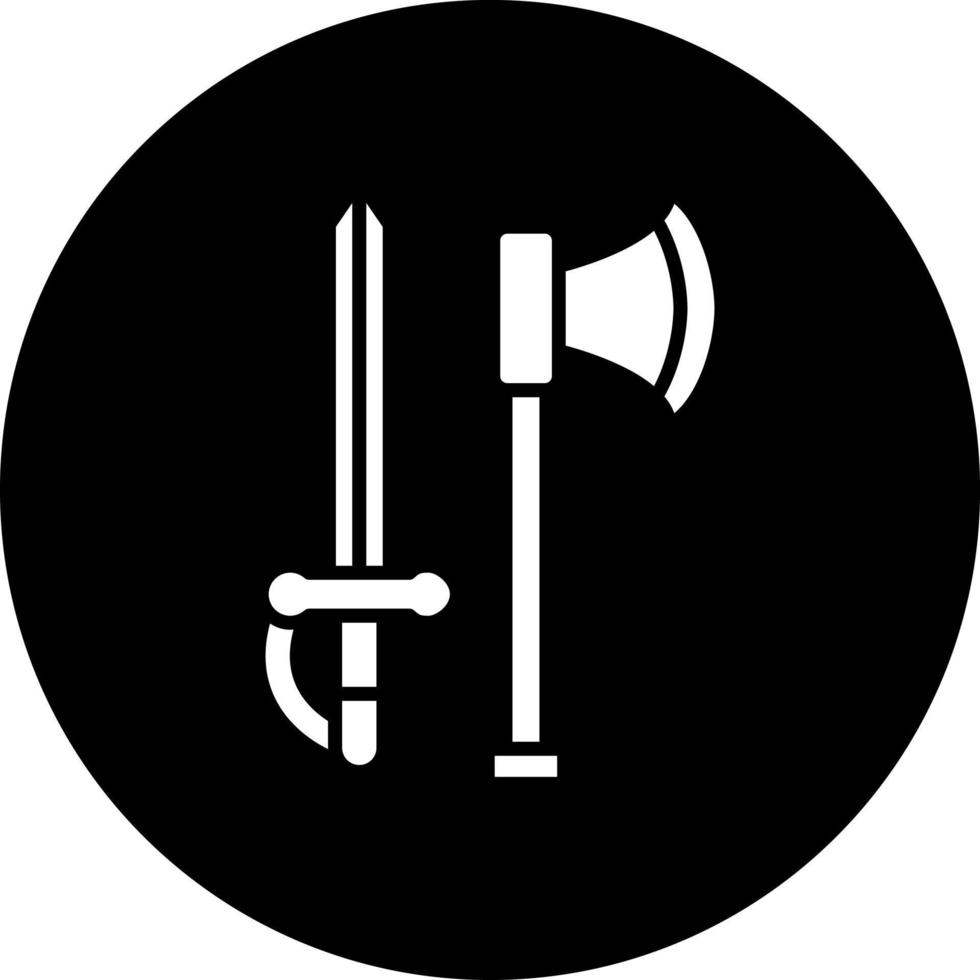 hacha y espada vector icono estilo