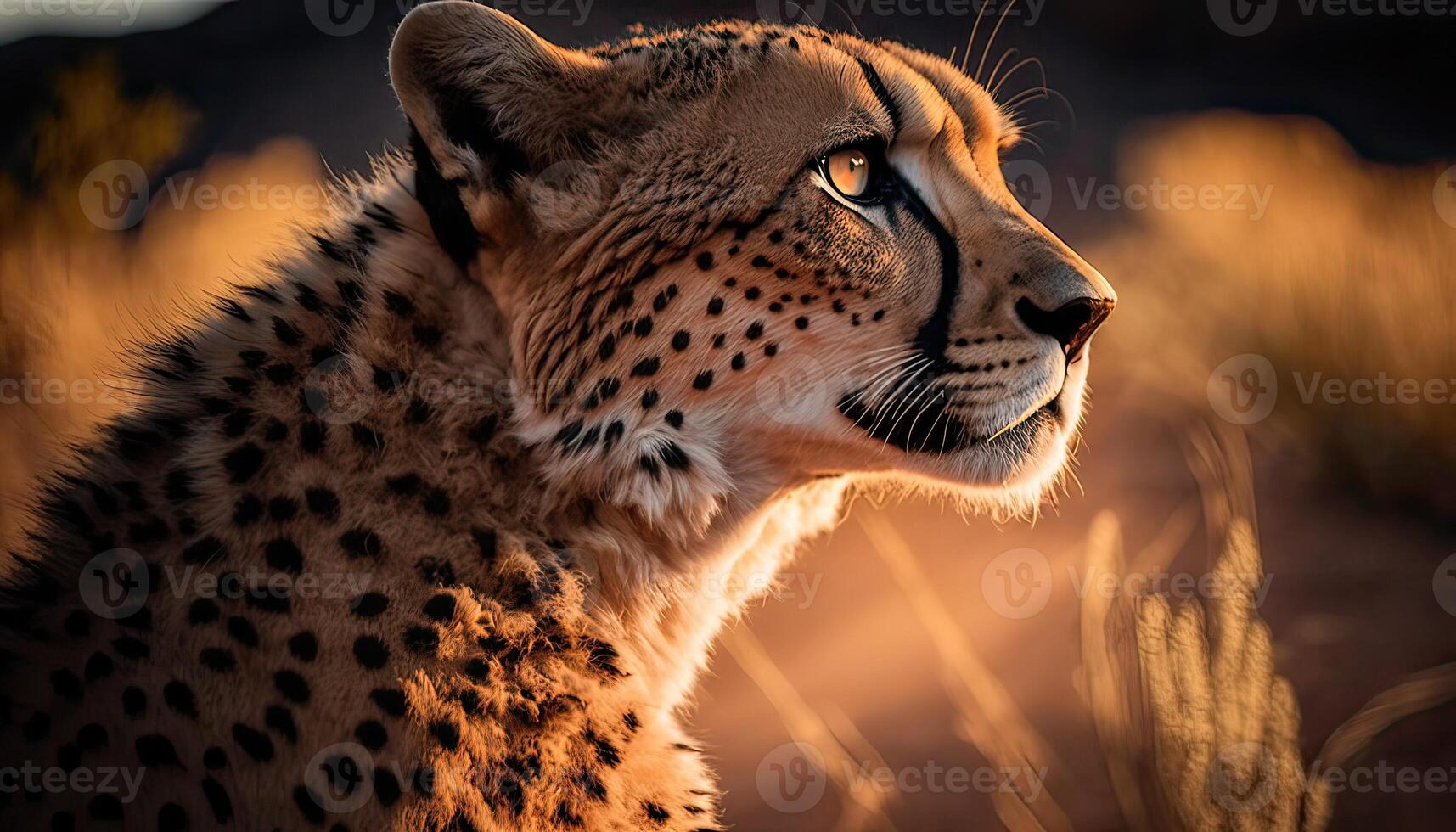 Cheetah Portrait in the morning sun in savannah. . photo