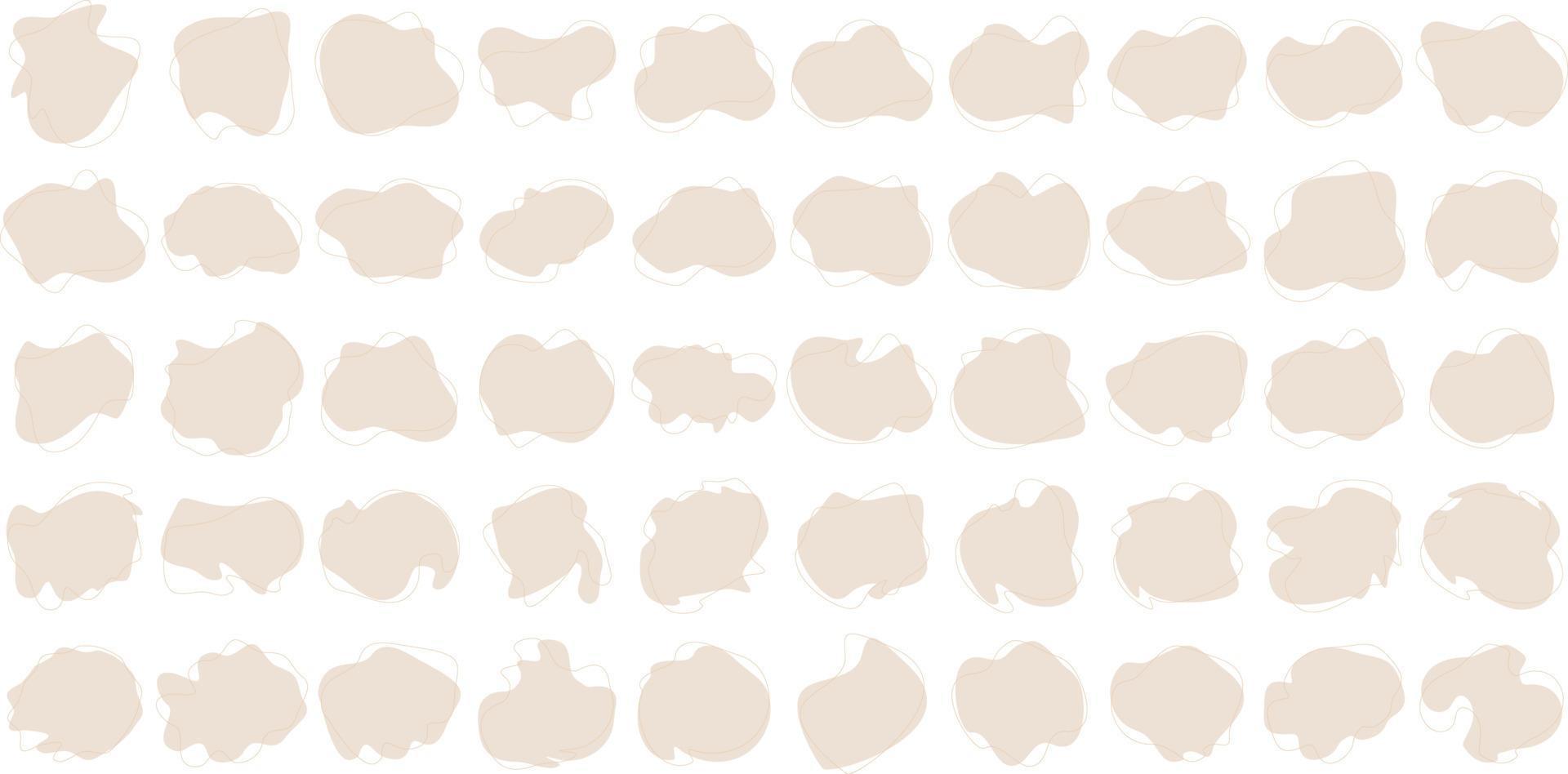 Hand Drawn Organic Shapes Liquid and fluid shape beige color symbol Set 50 vector