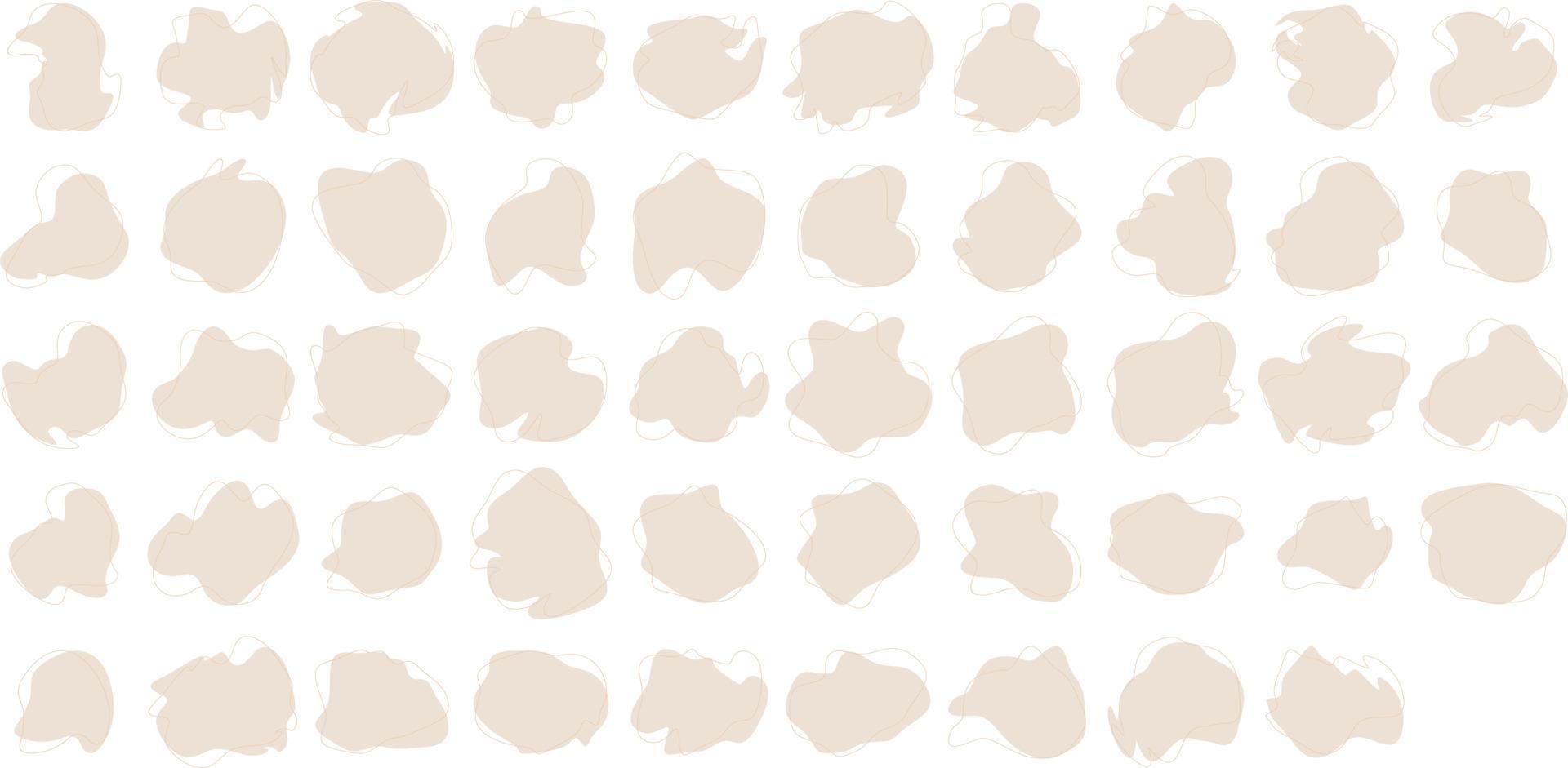 mano dibujado orgánico formas líquido y fluido forma beige color símbolo conjunto 50 vector