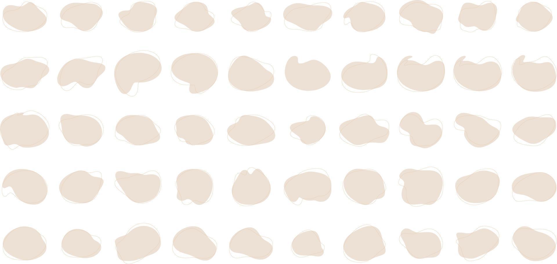 Hand Drawn Organic Shapes Liquid and fluid shape beige color symbol Set 50 vector