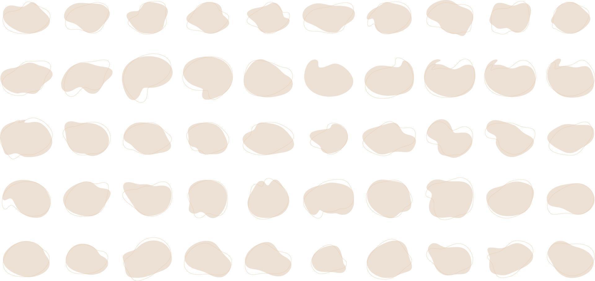 mano dibujado orgánico formas líquido y fluido forma beige color símbolo conjunto 50 vector