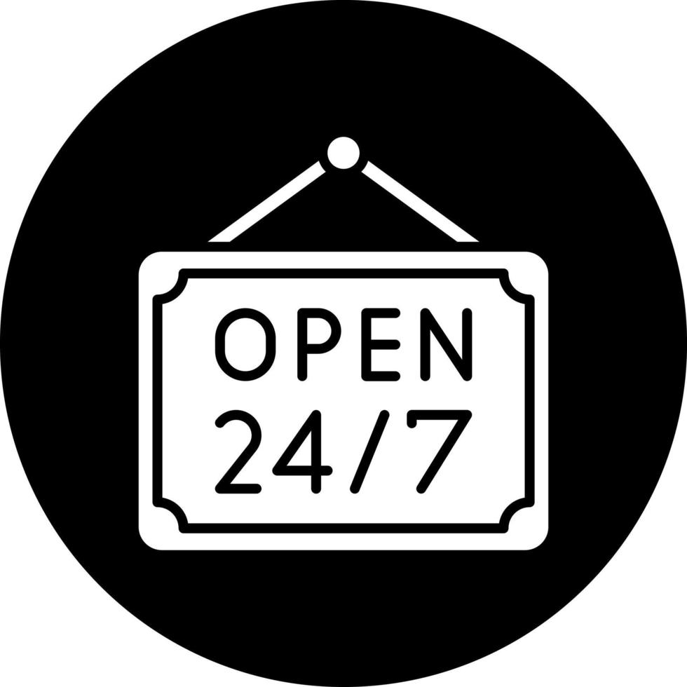24 Hours Open Vector Icon Style