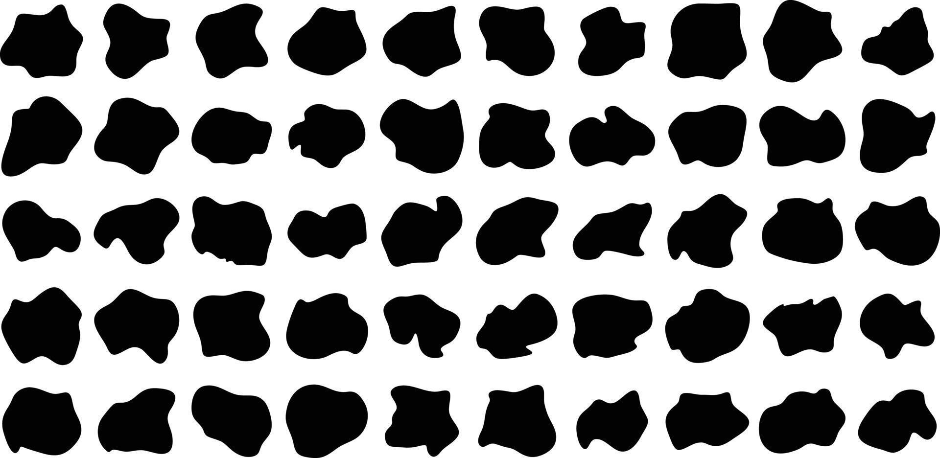 Hand Drawn Organic Shapes Liquid and fluid shape Black symbol Set 50 vector