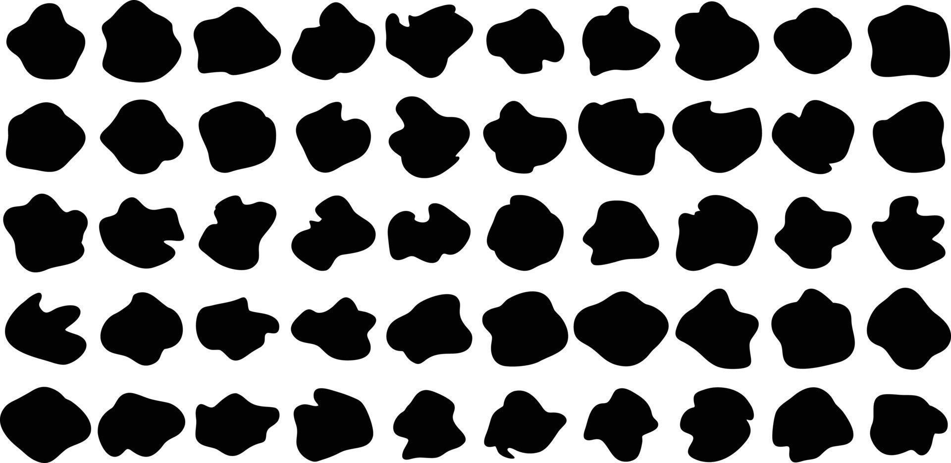 Hand Drawn Organic Shapes Liquid and fluid shape Black symbol Set 50 vector