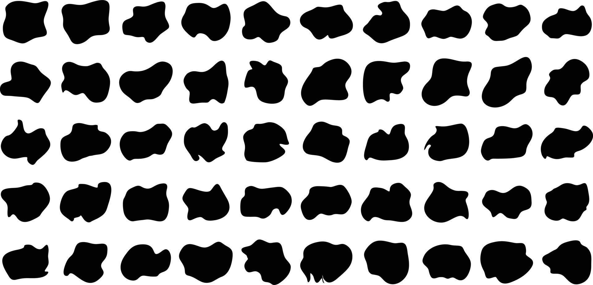 Hand Drawn Organic Shapes Liquid and fluid shape Black symbol Set 50 vector