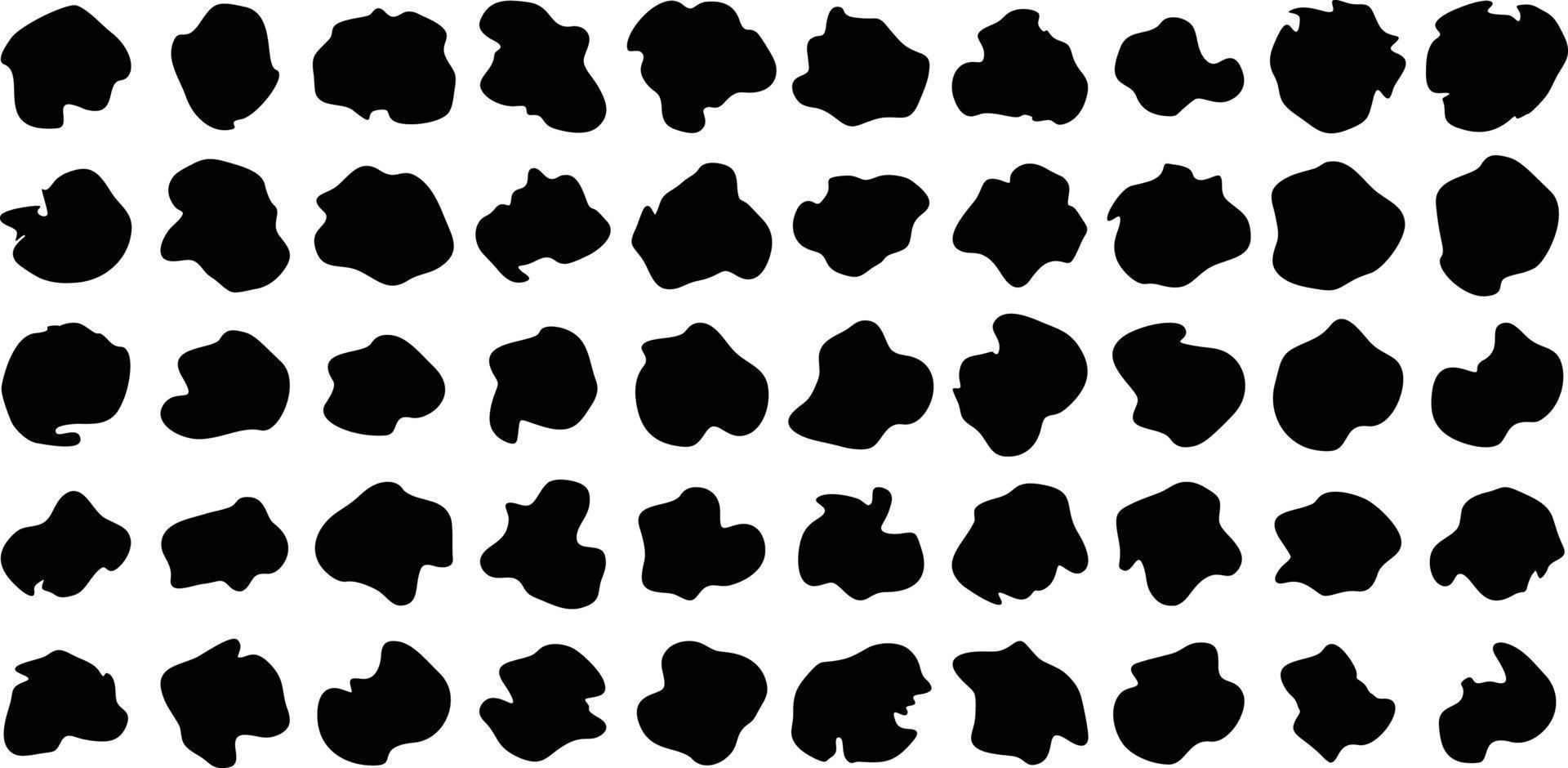 Hand Drawn Organic Shapes Liquid and fluid shape Black symbol Set 50 vector