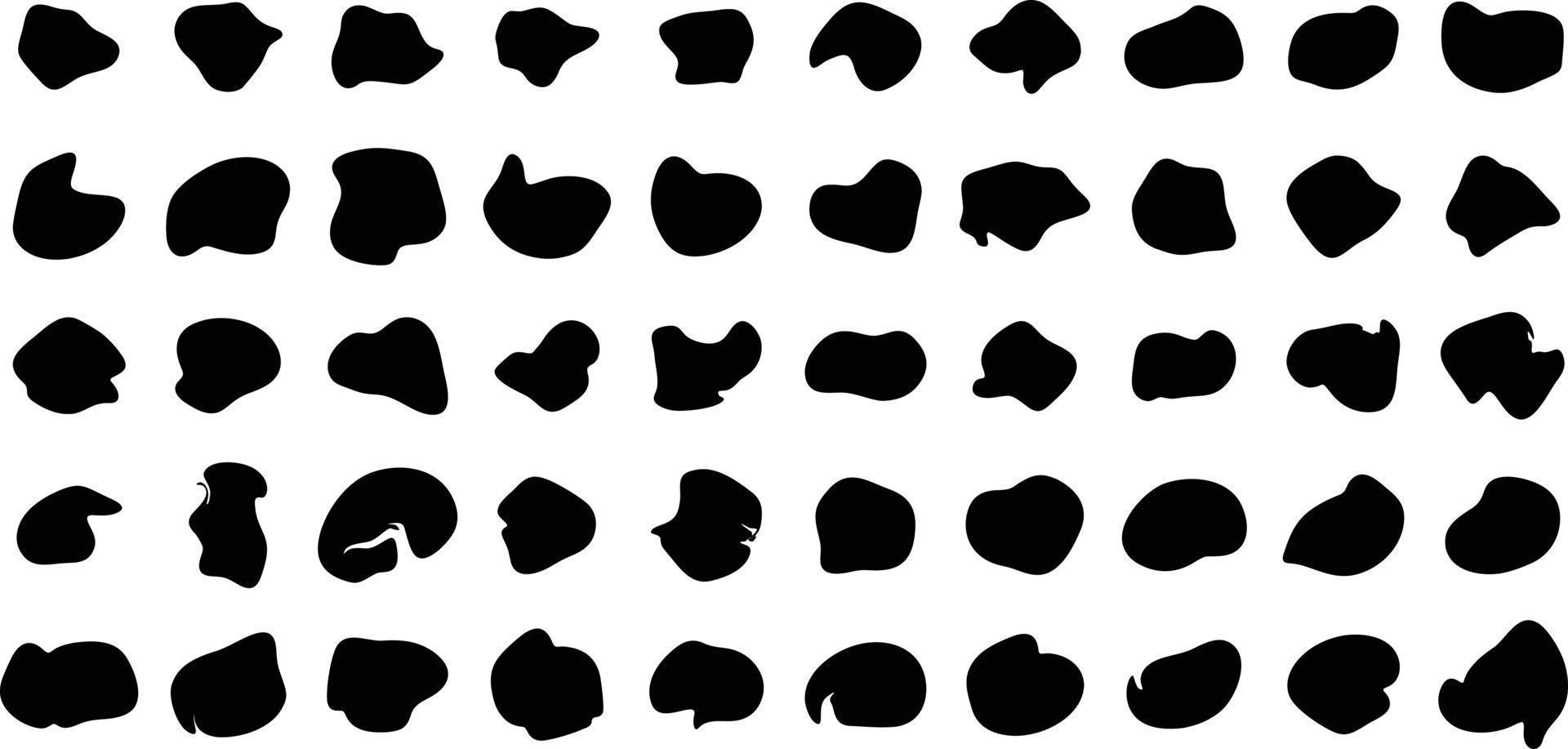 Hand Drawn Organic Shapes Liquid and fluid shape Black symbol Set 50 vector