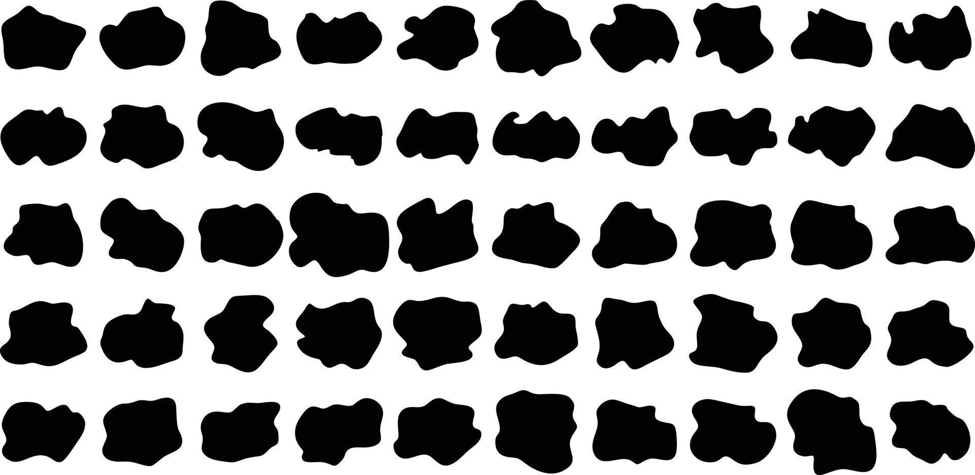 Hand Drawn Organic Shapes Liquid and fluid shape Black symbol Set 50 vector