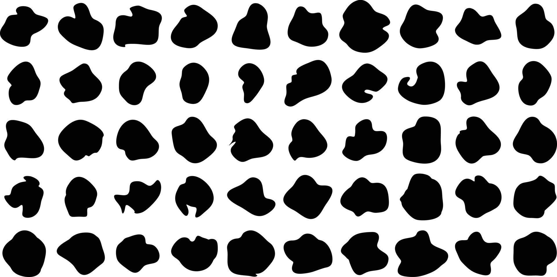 Hand Drawn Organic Shapes Liquid and fluid shape Black symbol Set 50 vector