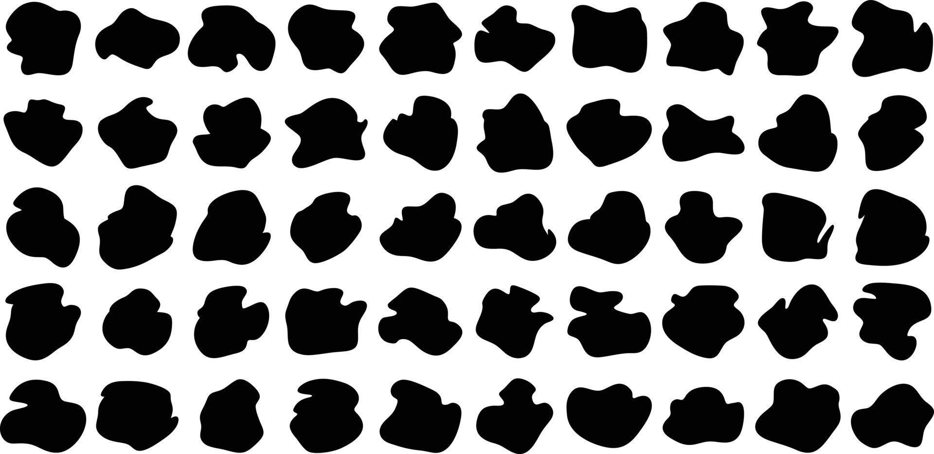 Hand Drawn Organic Shapes Liquid and fluid shape Black symbol Set 50 vector