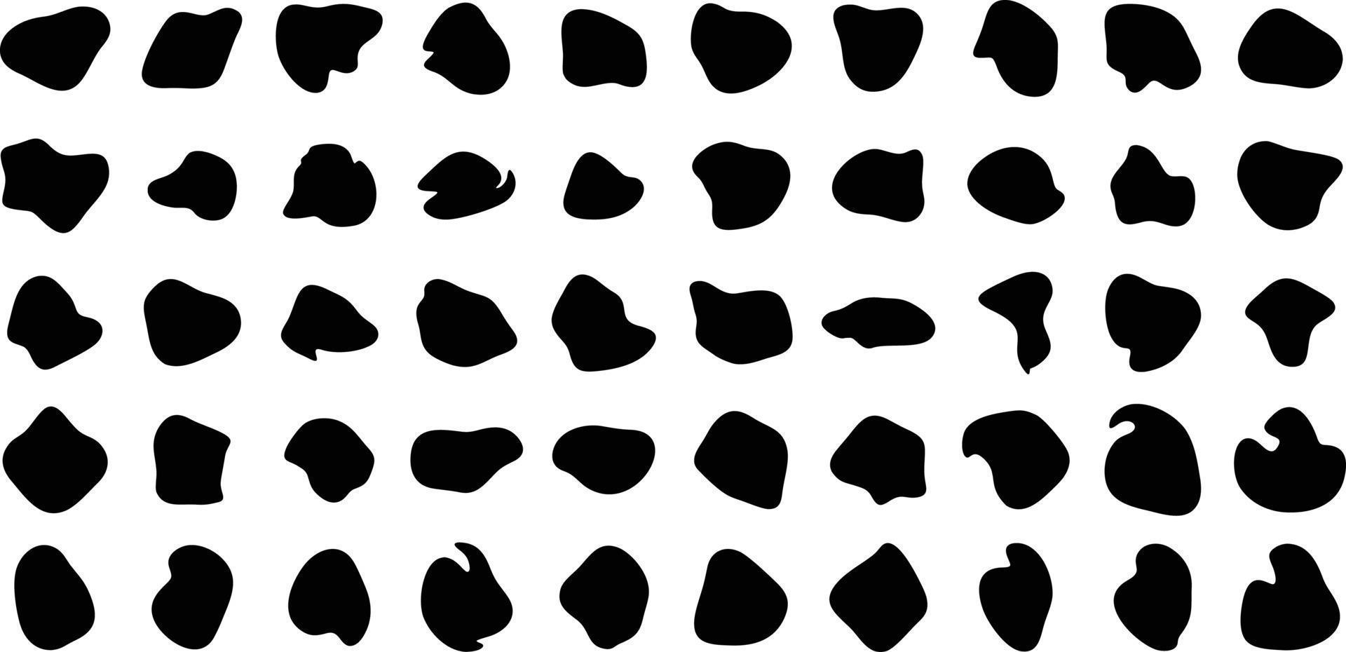 Hand Drawn Organic Shapes Liquid and fluid shape Black symbol Set 50 vector