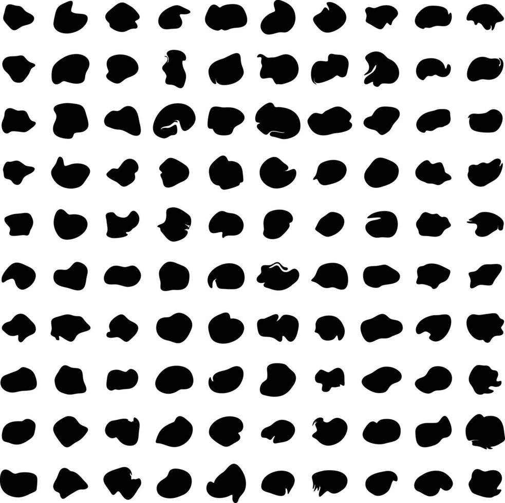 Hand Drawn Organic Shapes Liquid and fluid shape Black symbol Set 50 vector