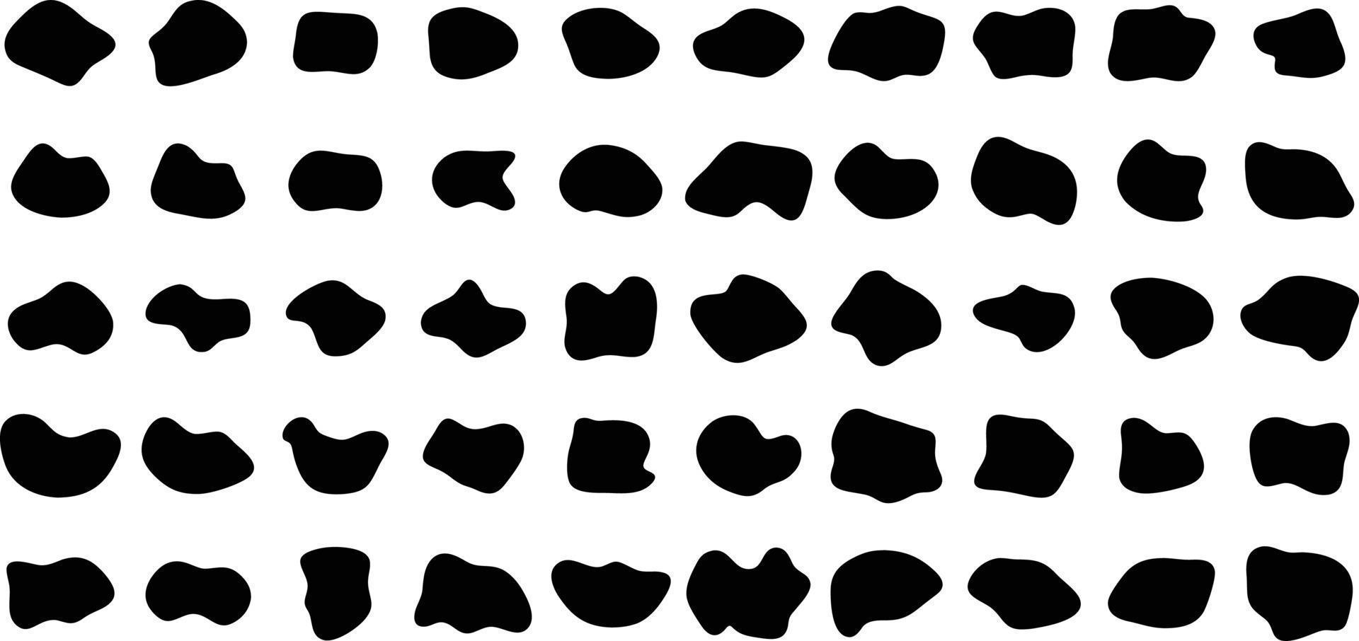 Hand Drawn Organic Shapes Liquid and fluid shape Black symbol Set 50 vector