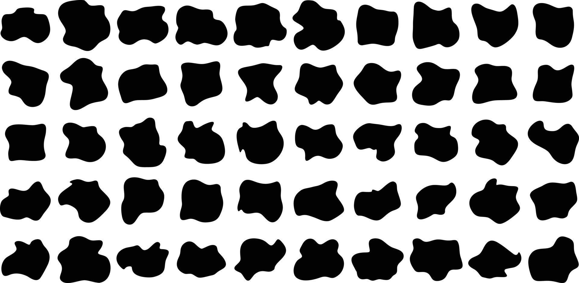 Hand Drawn Organic Shapes Liquid and fluid shape Black symbol Set 50 vector