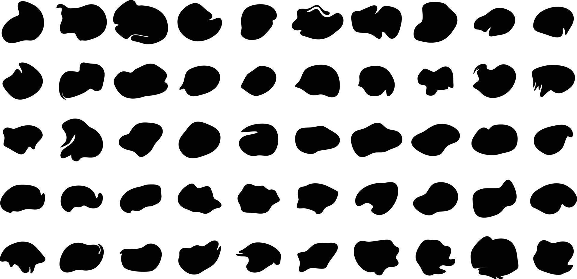 Hand Drawn Organic Shapes Liquid and fluid shape Black symbol Set 50 vector