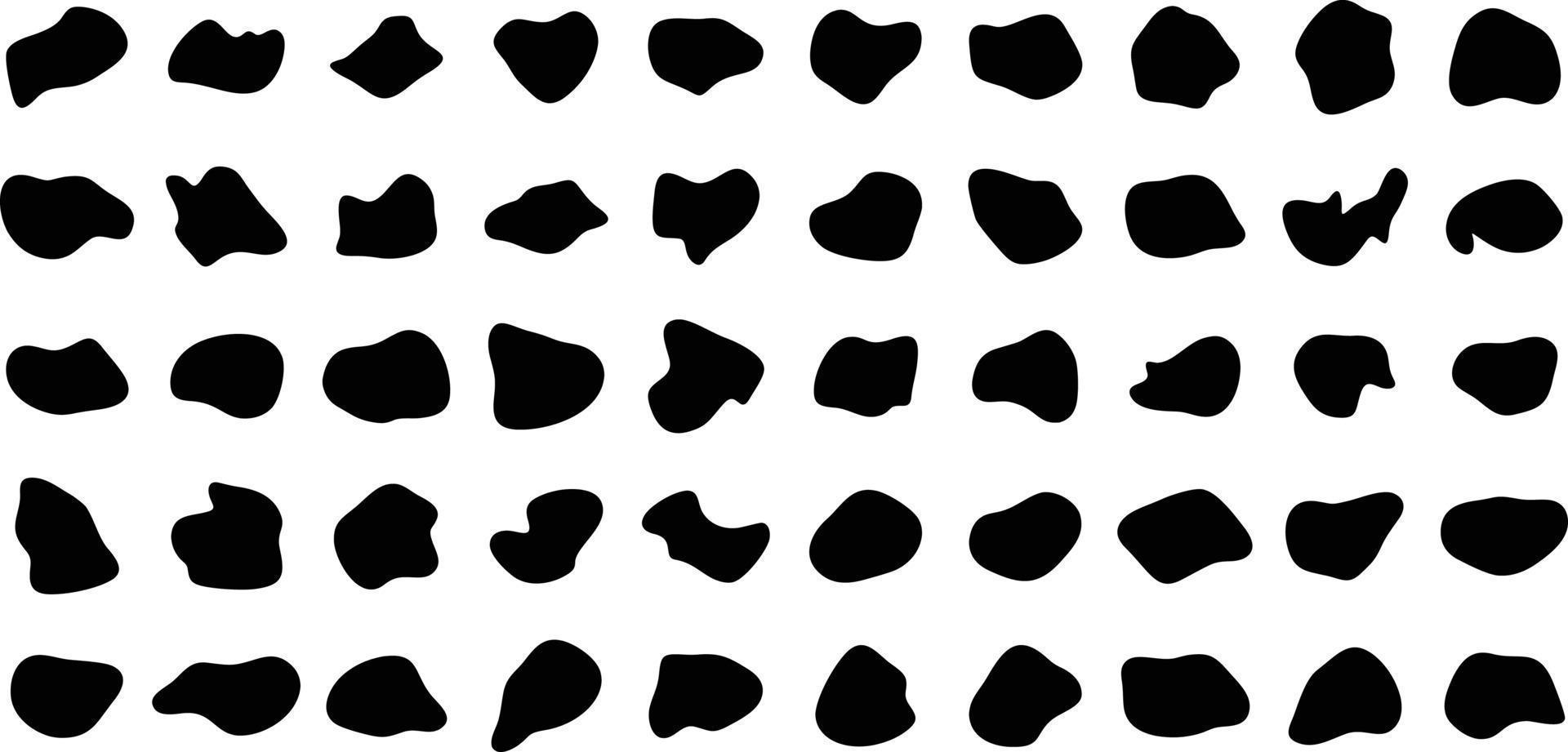 Hand Drawn Organic Shapes Liquid and fluid shape Black symbol Set 50 vector