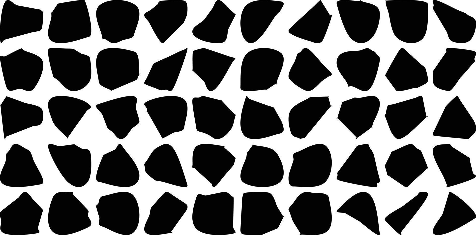 Hand Drawn Organic Shapes Liquid and fluid shape Black symbol Set 50 vector