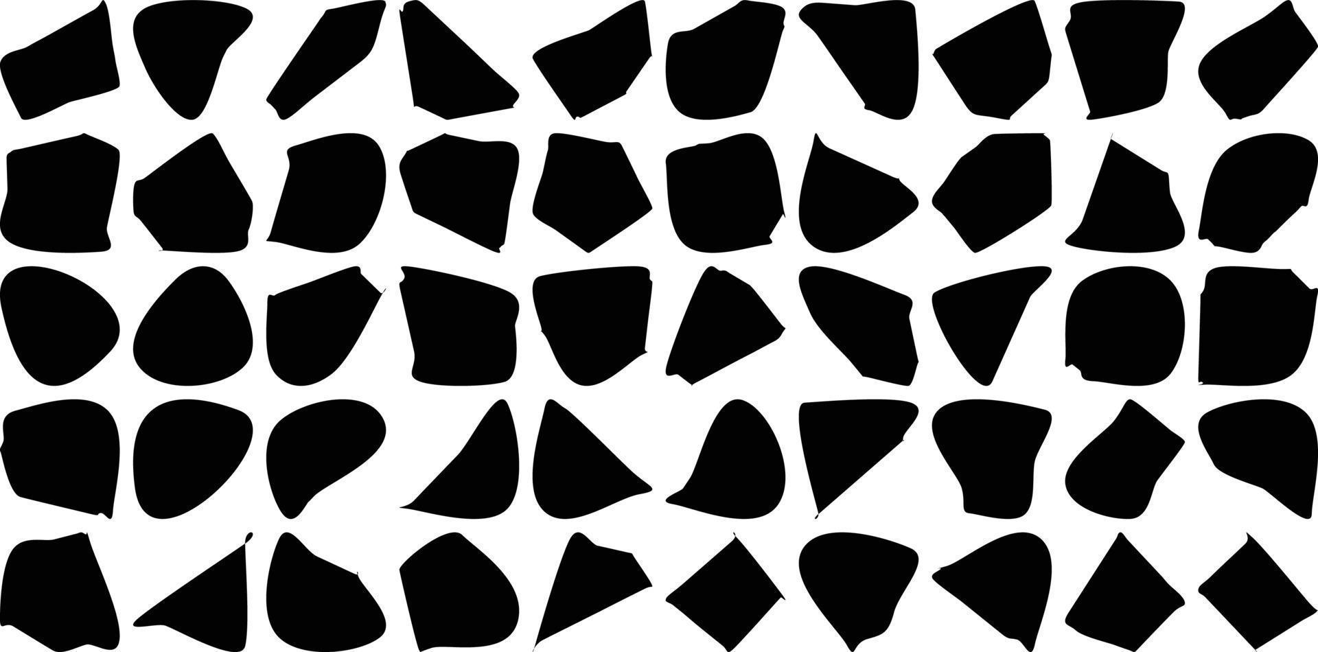 Hand Drawn Organic Shapes Liquid and fluid shape Black symbol Set 50 vector