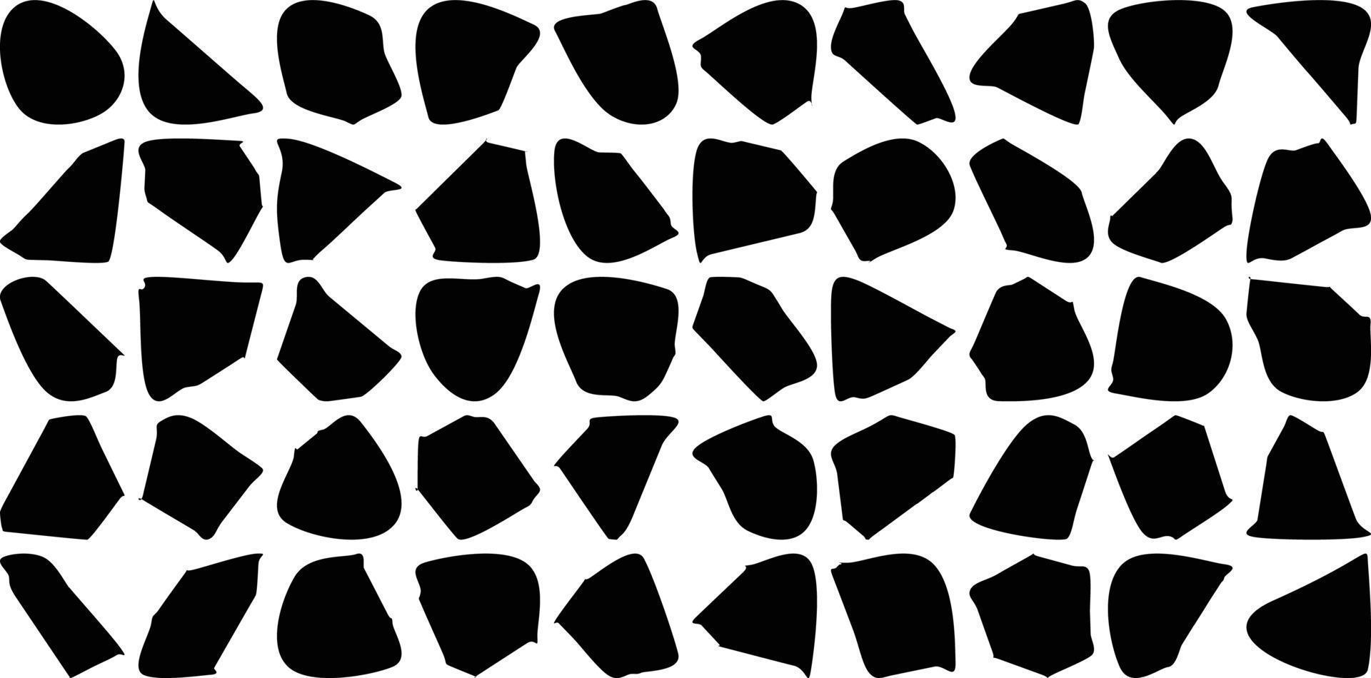 Hand Drawn Organic Shapes Liquid and fluid shape Black symbol Set 50 vector