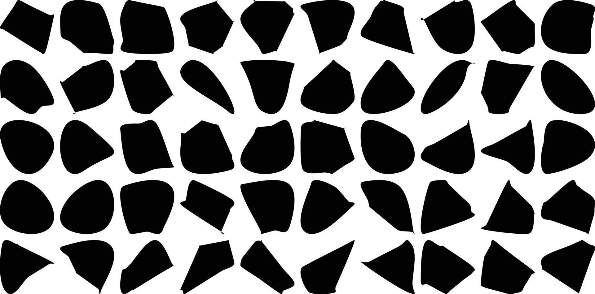 Hand Drawn Organic Shapes Liquid and fluid shape Black symbol Set 50 vector