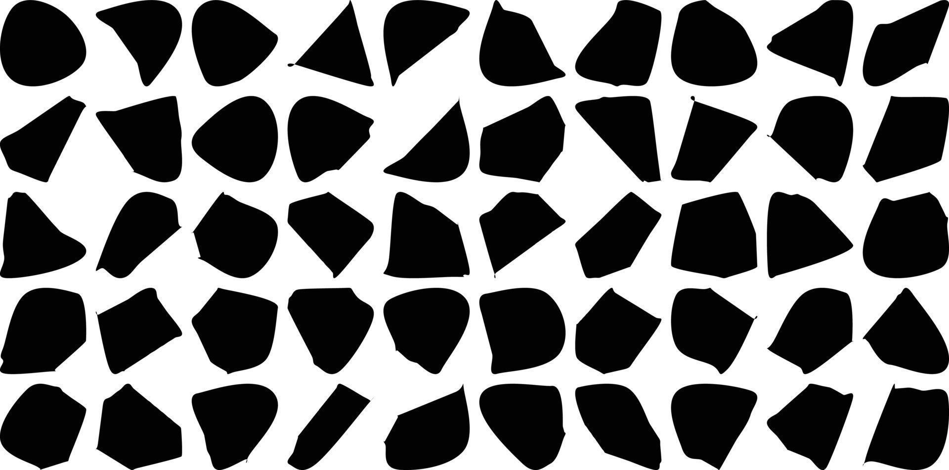 Hand Drawn Organic Shapes Liquid and fluid shape Black symbol Set 50 vector